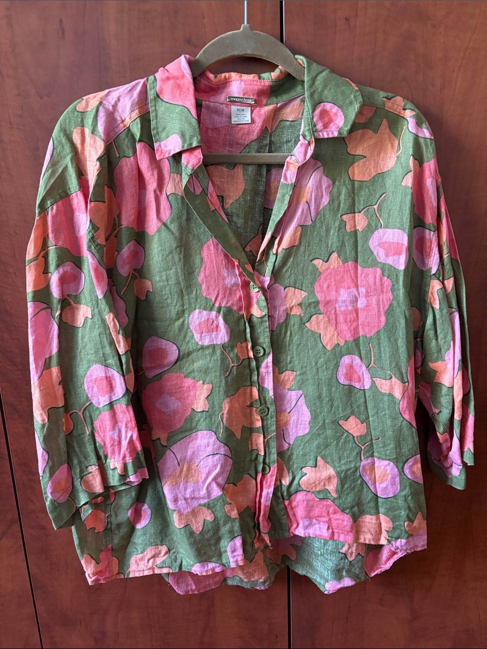 Floral Magaschoni Blouse 100% Linen